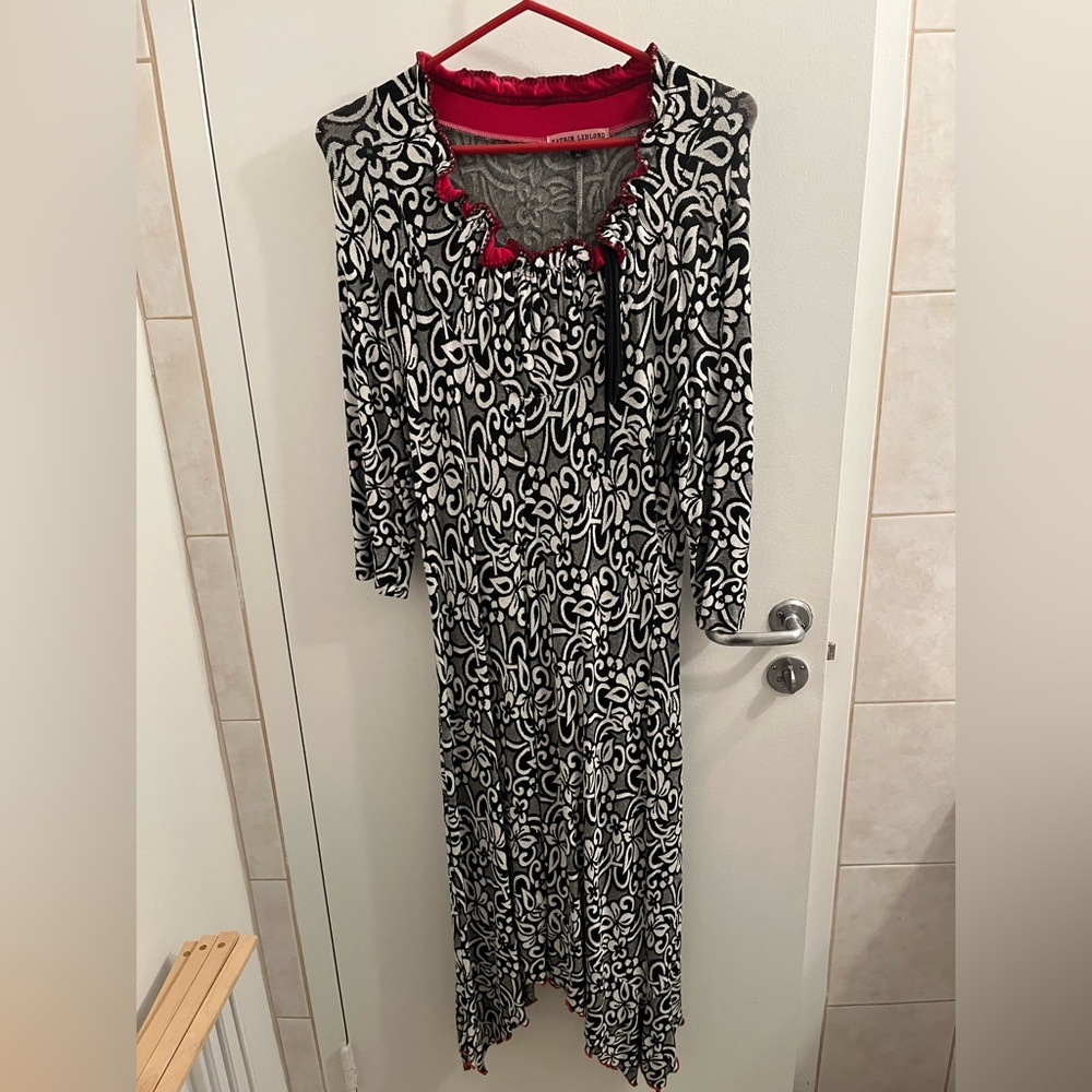 Elegant Black and White Patterned Dress by Katrin Leblond
